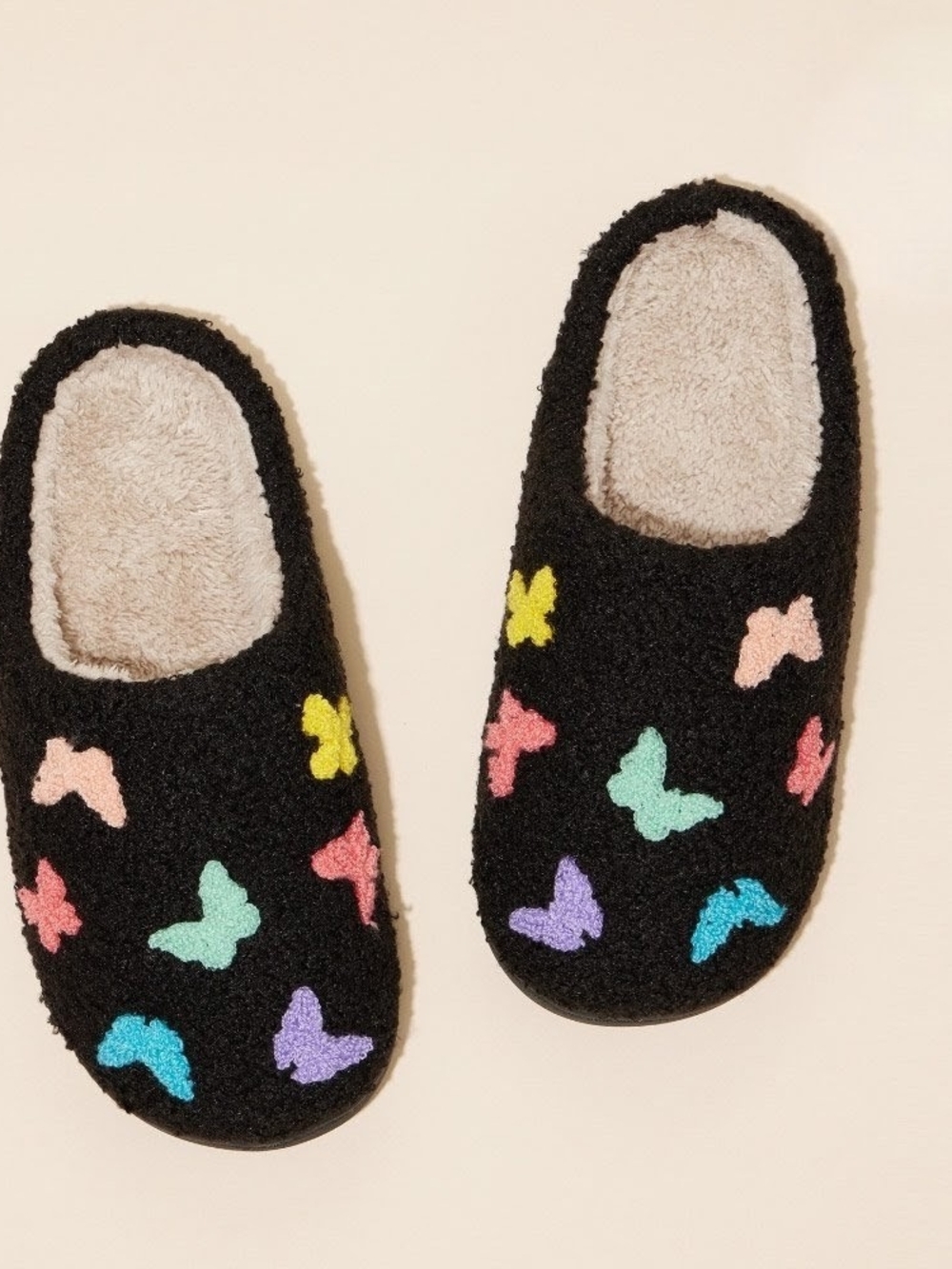 Black Butterfly Slippers Women's L